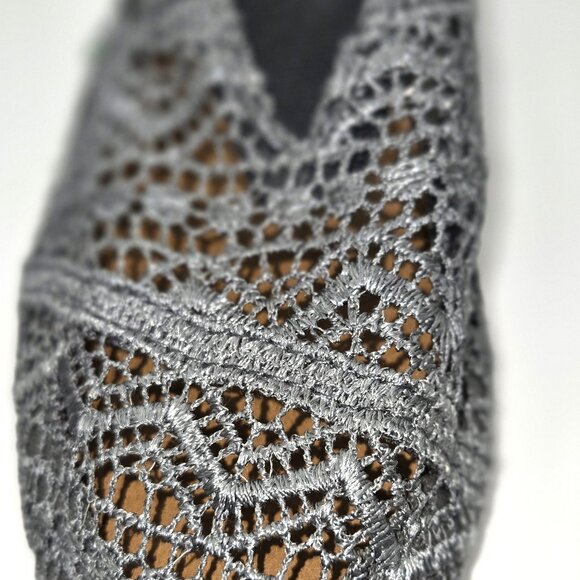 Easy USA Women's Silver Gray Sheer Crochet Ballet Flats Size 6 - Picture 2 of 6